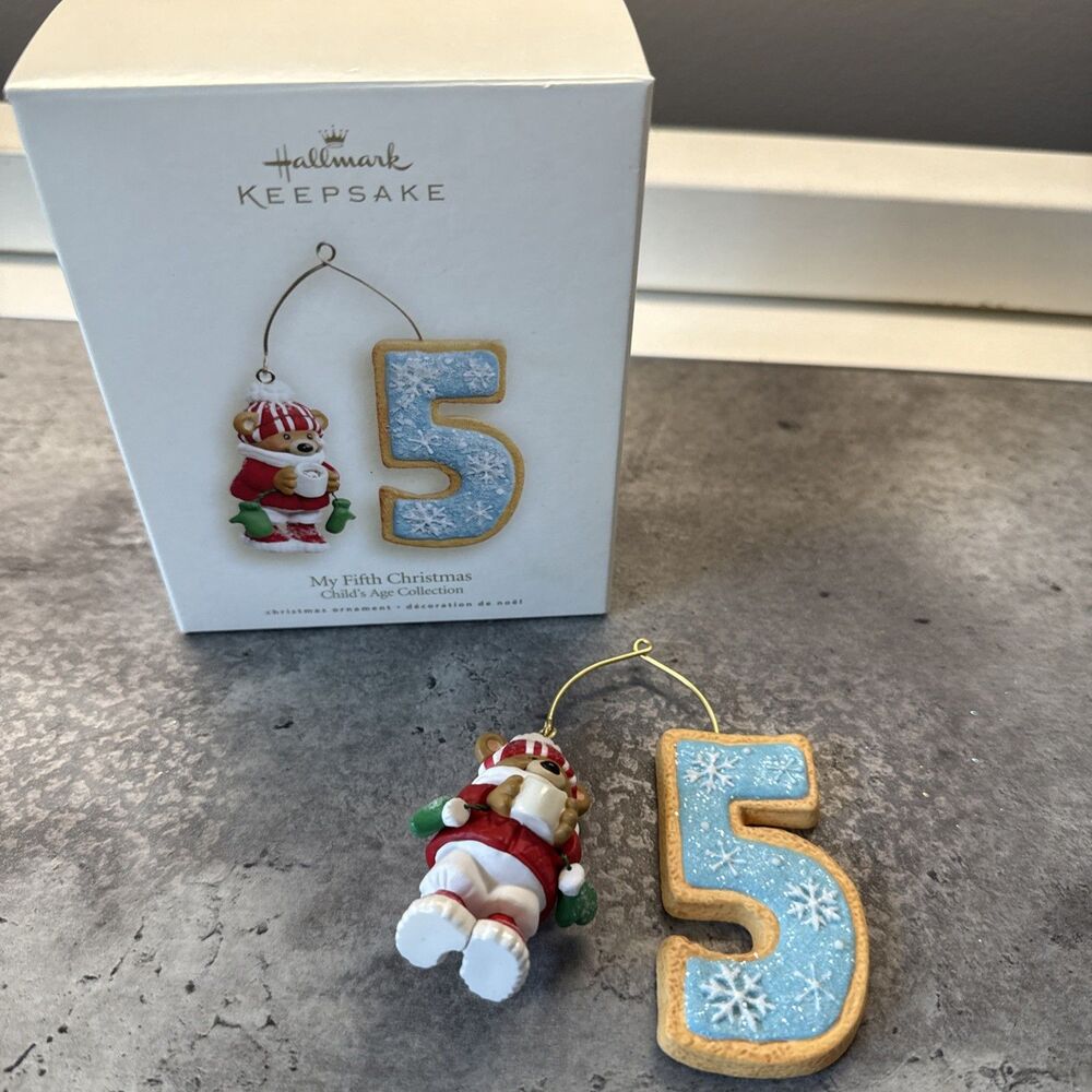 Hallmark Keepsake My Fifths Age Collection Christmas Ornament 5 Bear Cookie 2008